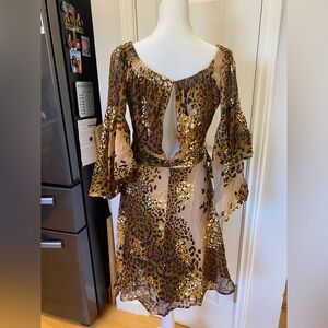 VENUS Animal Print dress with Gold and Black Accents